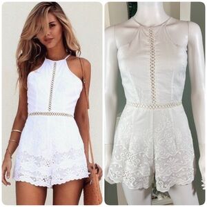 New NWT Sabo Skirt White Lace Romper Embroidered XXSmall